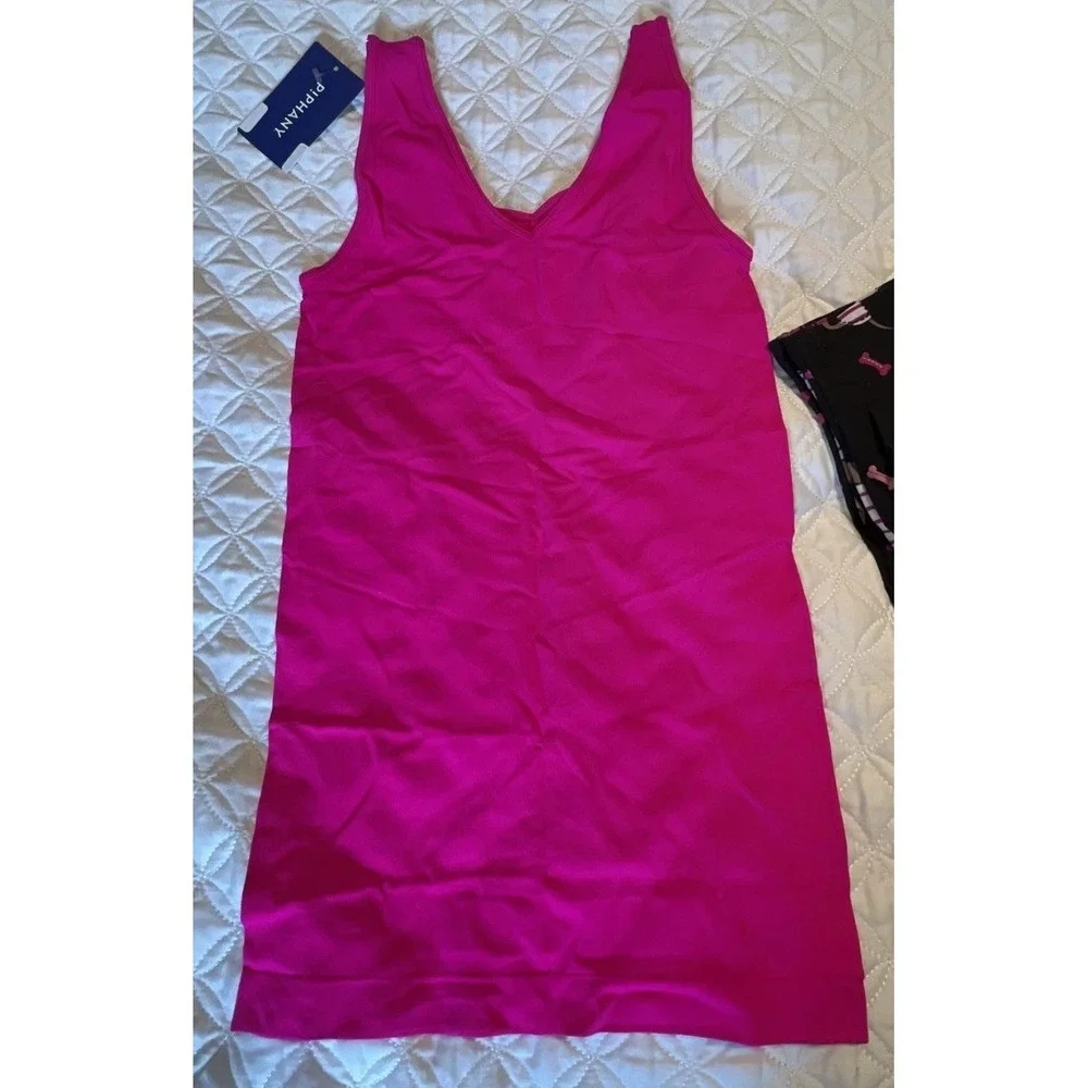 NWT Piphany White Cami Pink Cami Dachshund Dog Black Leggings One Size Fits All